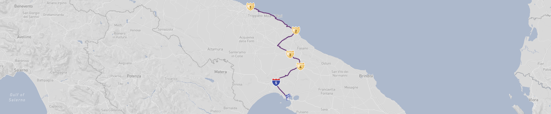 Rota panorâmica de Bari para Taranto
