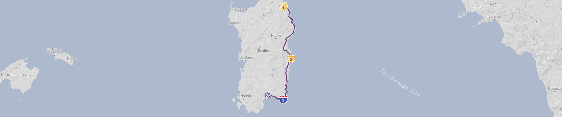 Itinerário da costa leste da Sardenha