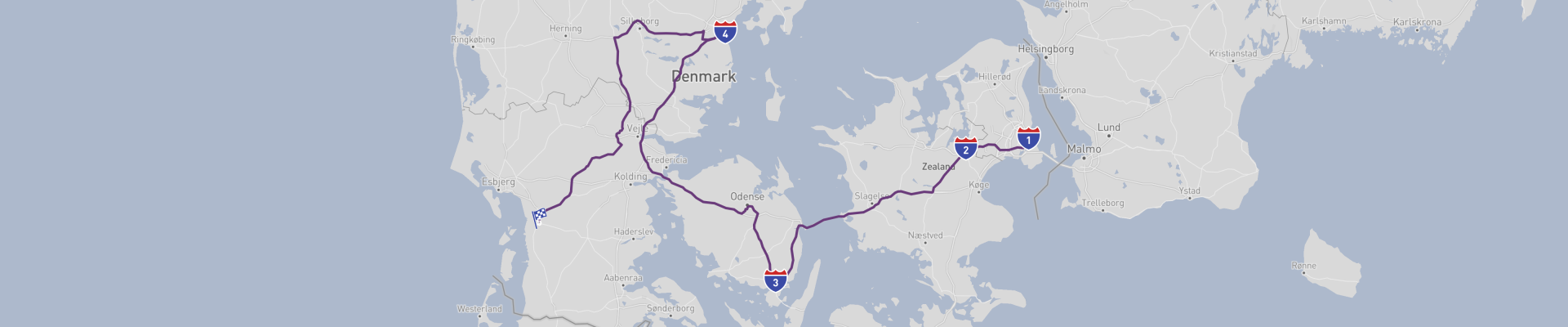 Viagem de carro do Báltico ao Mar do Norte