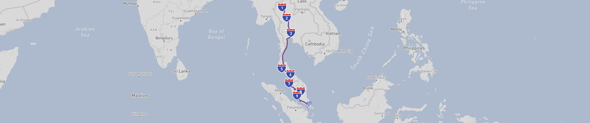 Podróż samochodem z północnej Tajlandii do Singapuru