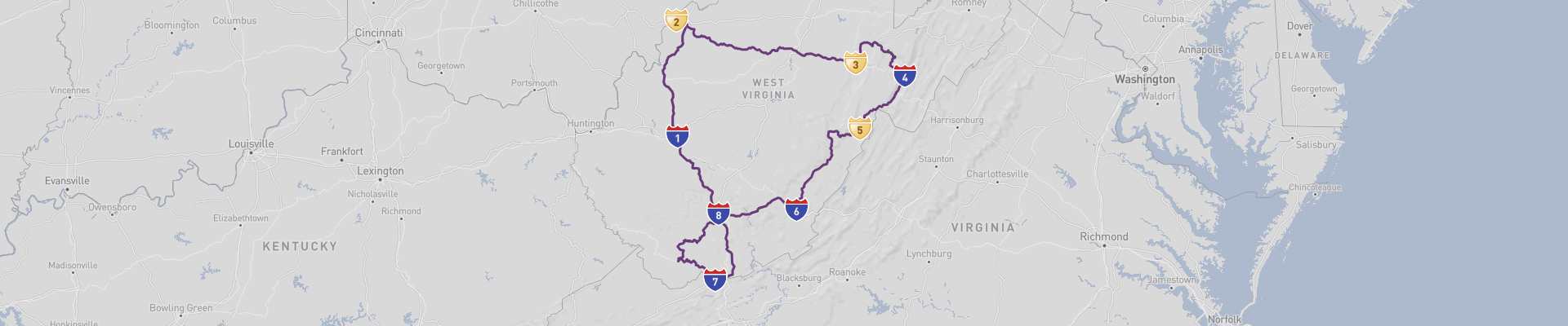 West Virginia Itinéraire 