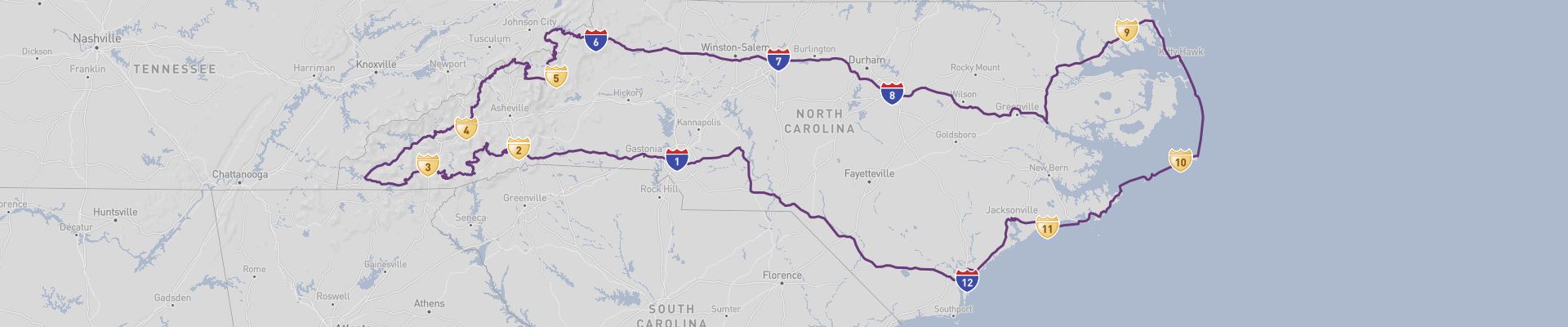 Itinéraire de la Caroline du Nord 