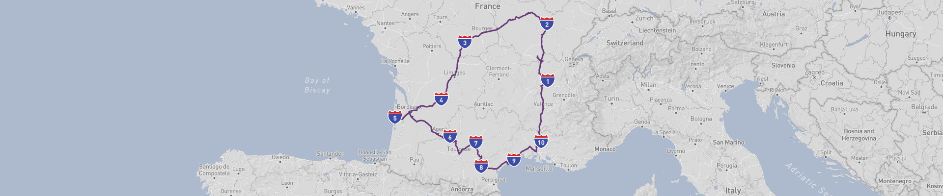 Itinéraire Sud-Ouest de la France 