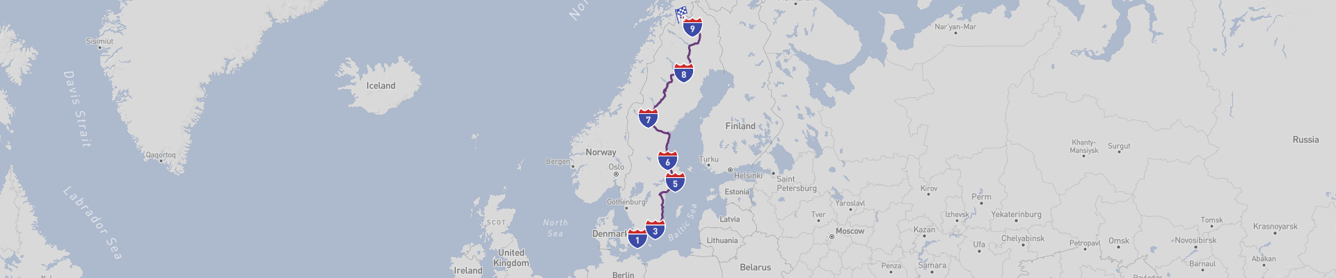 Itinéraire Dans le nord de la Suède 